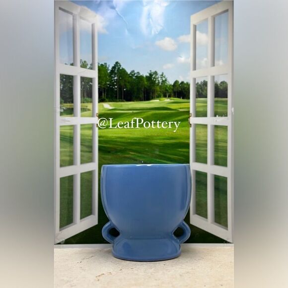 Curvy Sky Blue Ceramic Planter Pot without drainage hole - Picture 8 of 8